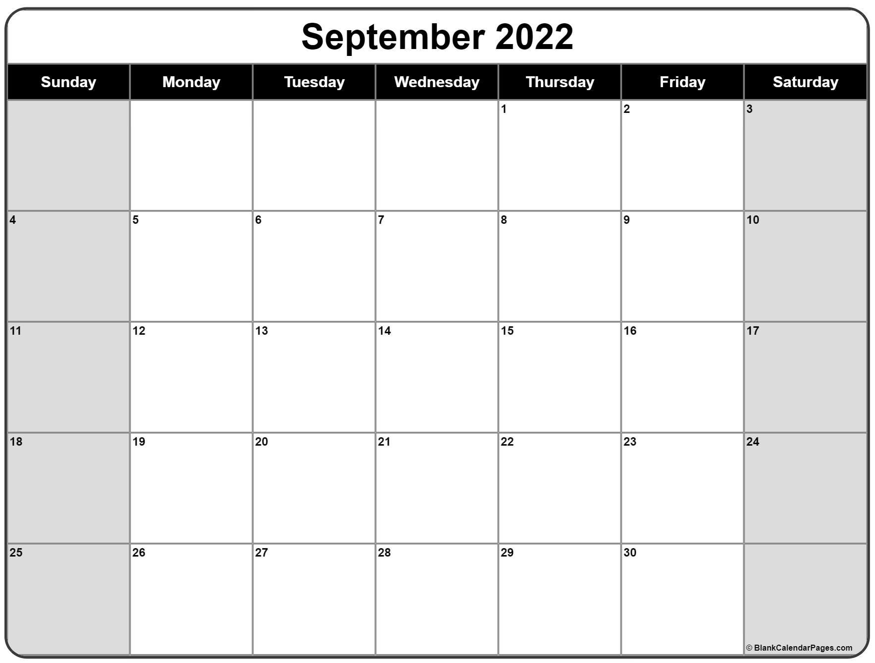 September 2022 Calendar | Free Printable Calendar Templates