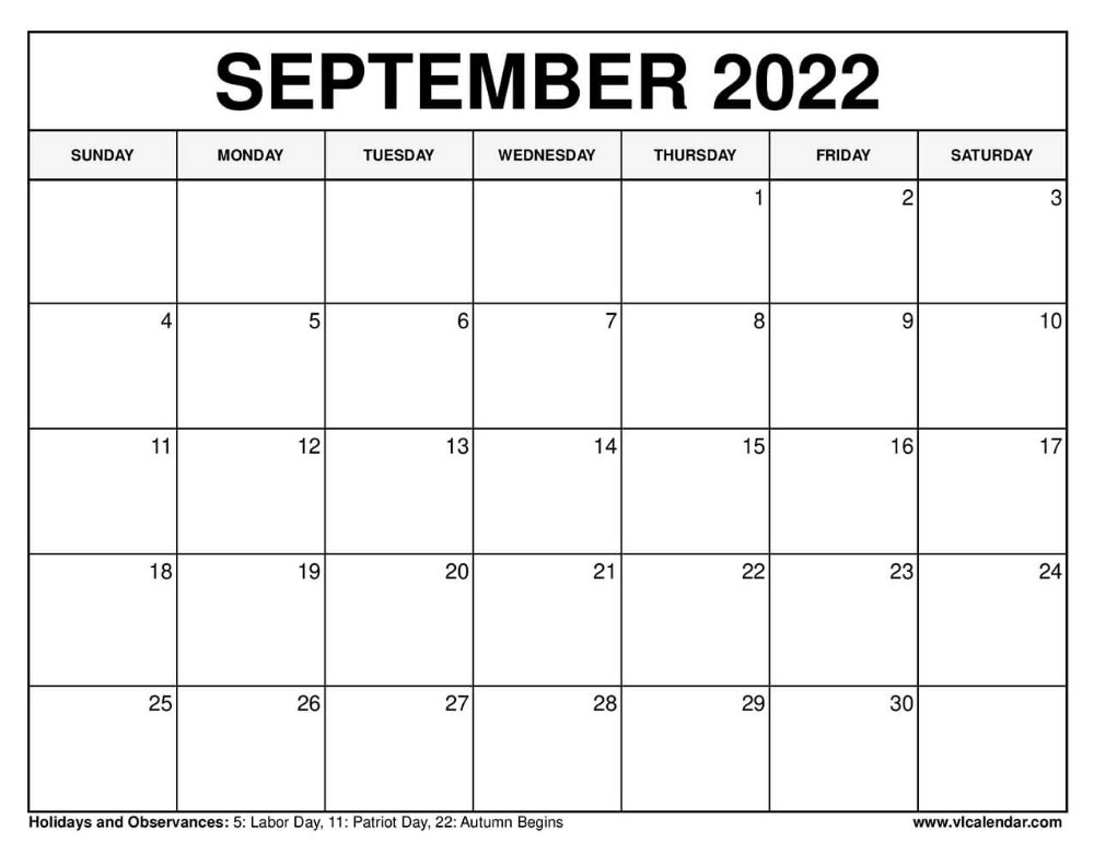 September 2022 Calendar | September Calendar, When Is
