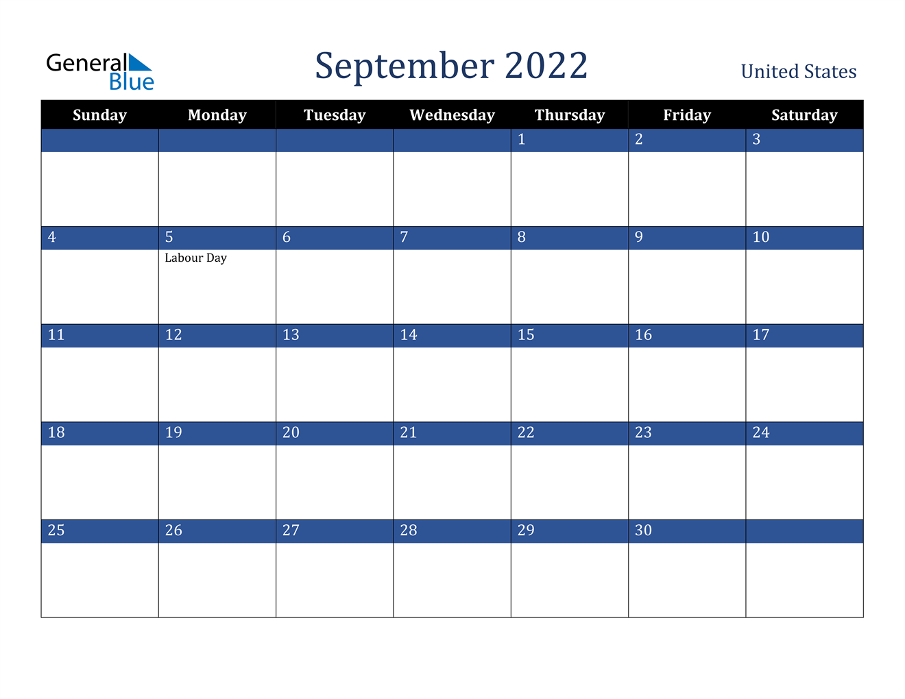 September 2022 Calendar - United States