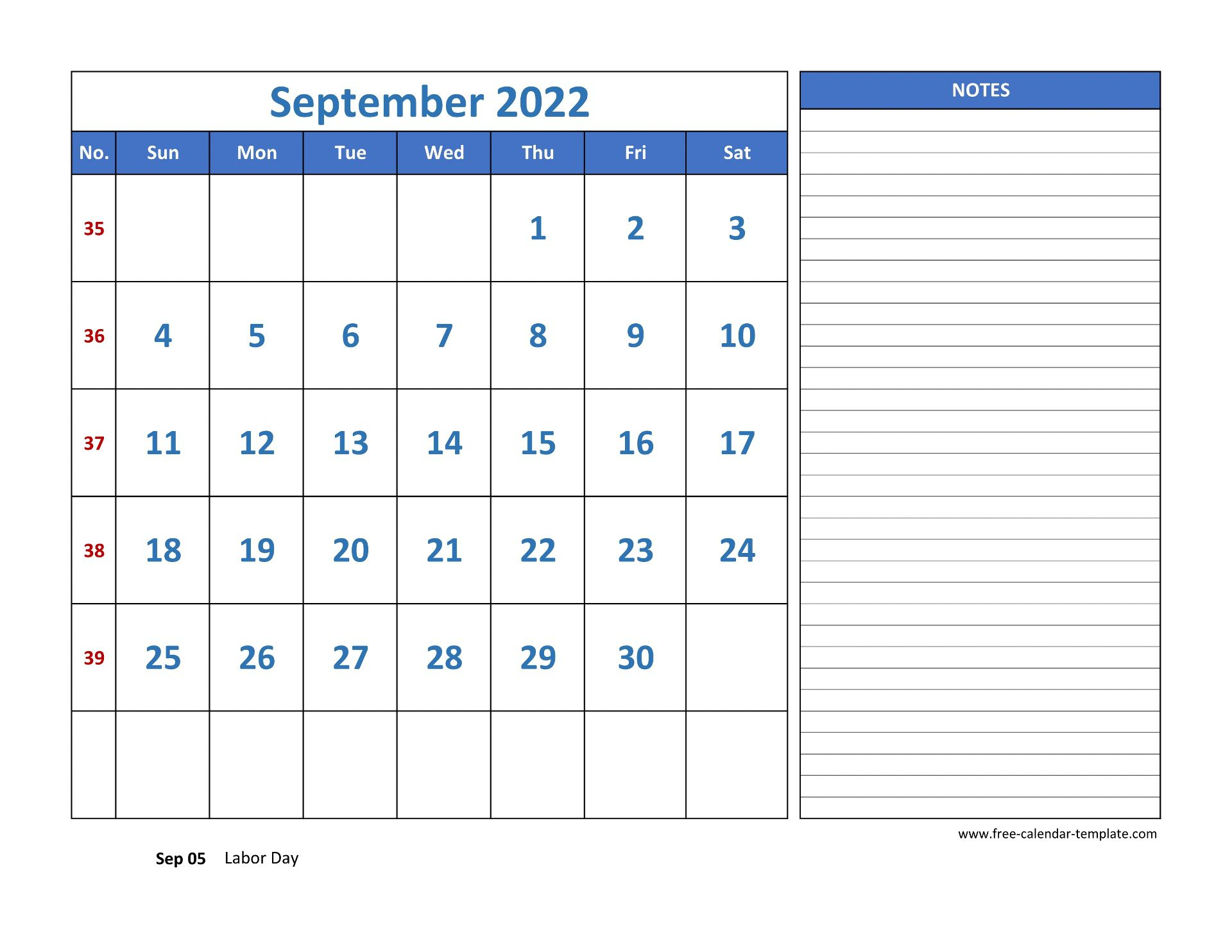 September 2022 Free Calendar Tempplate | Free-Calendar