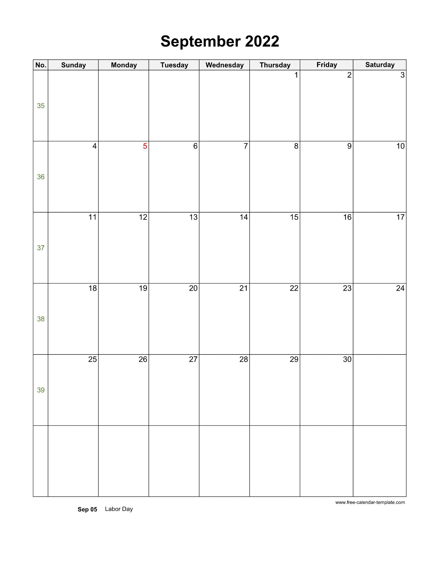 September 2022 Free Calendar Tempplate | Free-Calendar