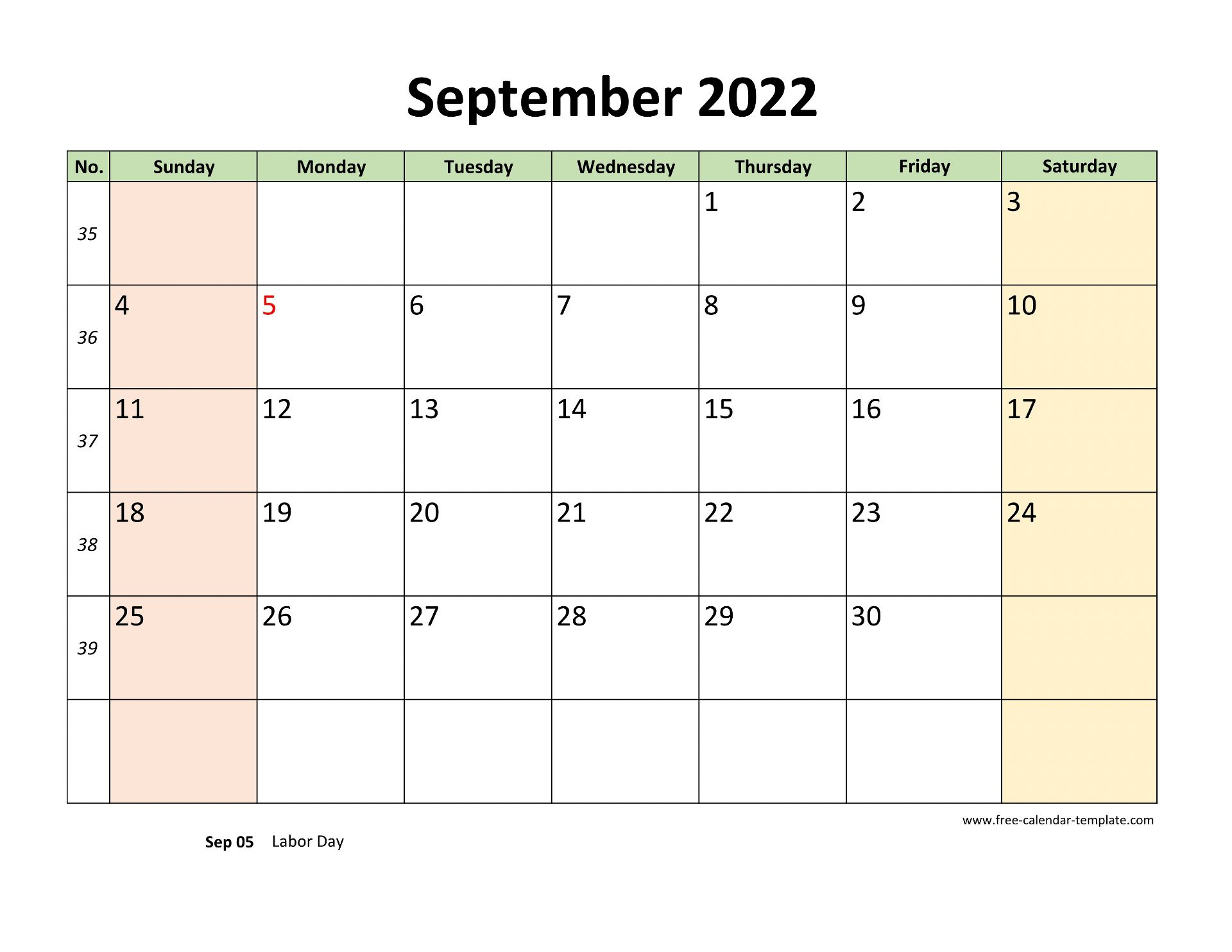 September 2022 Free Calendar Tempplate | Free-Calendar