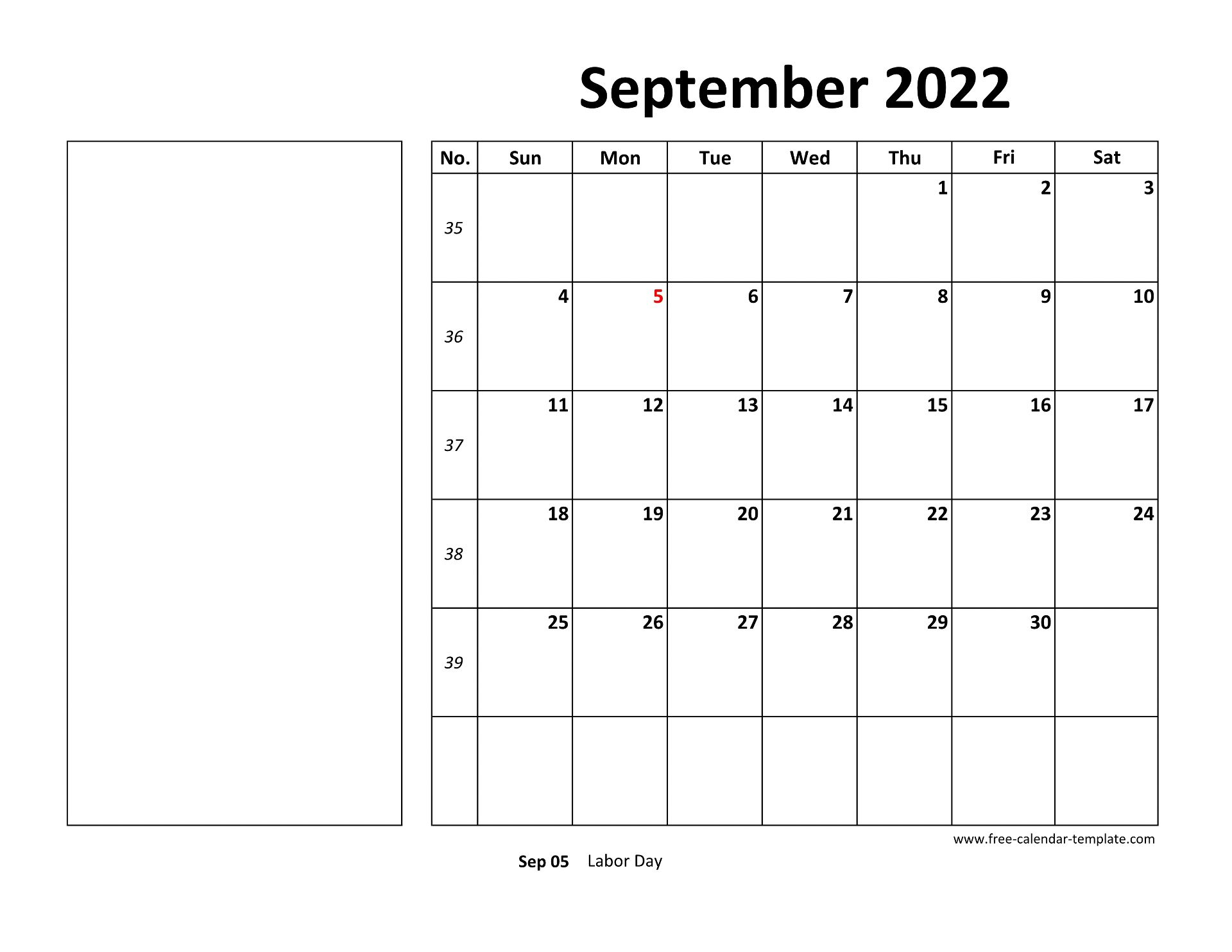 September 2022 Free Calendar Tempplate | Free-Calendar