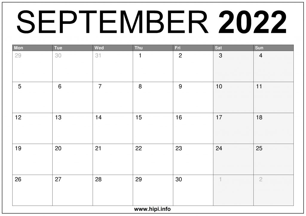 September 2022 Uk Calendar Printable Free - Hipi