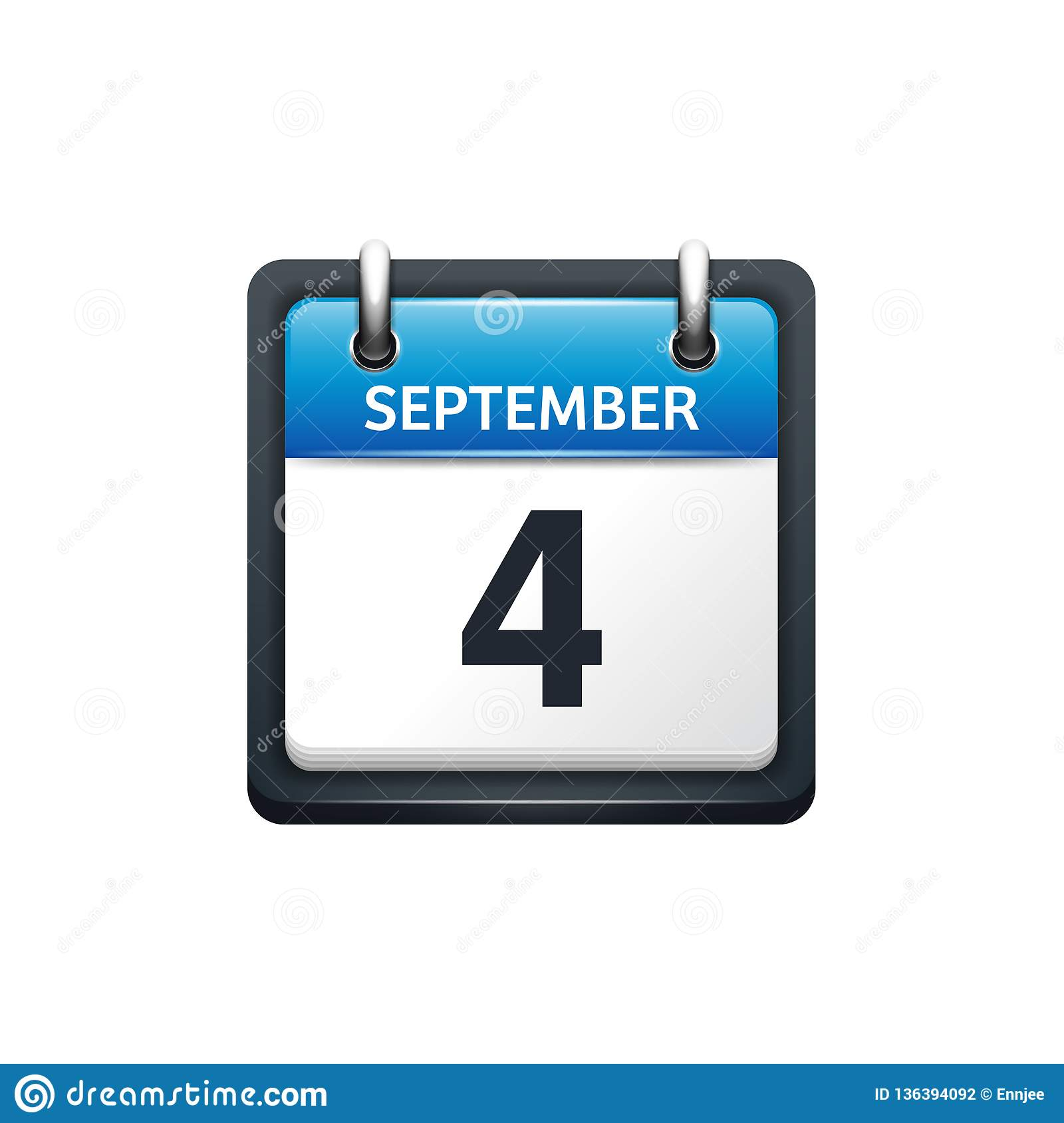 September 4. Calendar Icon.vector Illustration,Flat Style