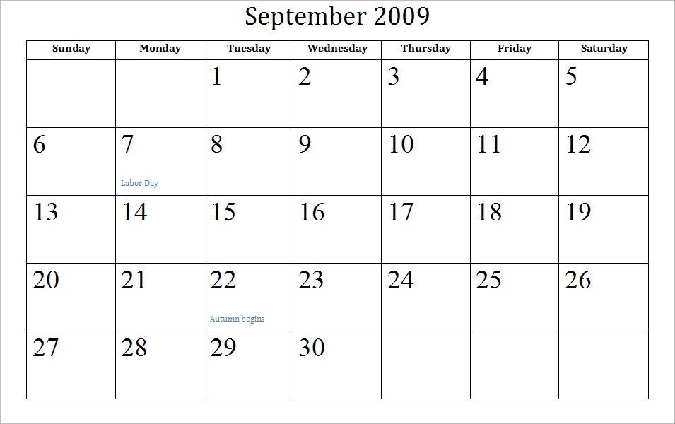 September Holidays