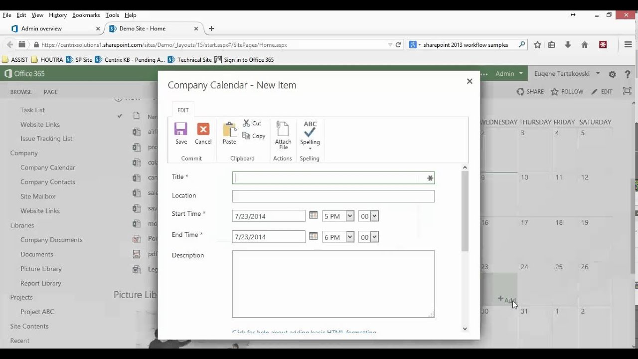 Sharepoint 2013 - How To Use Calendar Basic - Youtube