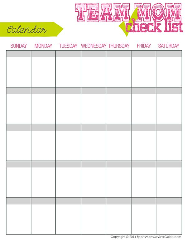 Sports Mom To-Do Checklists &amp; Scheduling Templates | Team