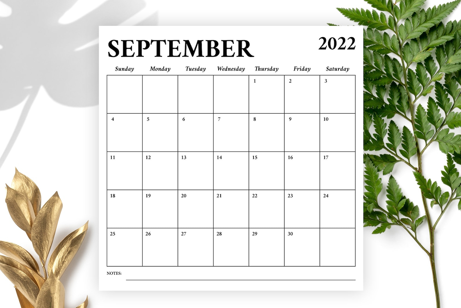 Square 2022 Calendar Template Instant Download Bold Serif