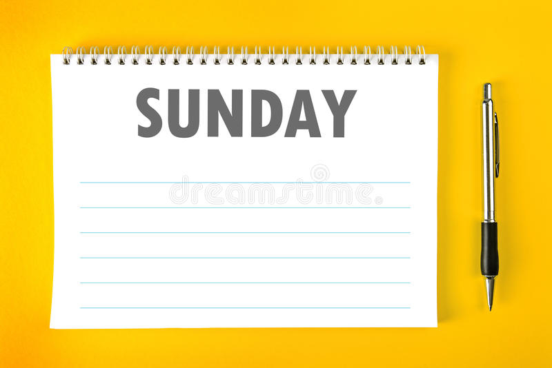 Sunday Calendar Schedule Blank Page Stock Image - Image Of