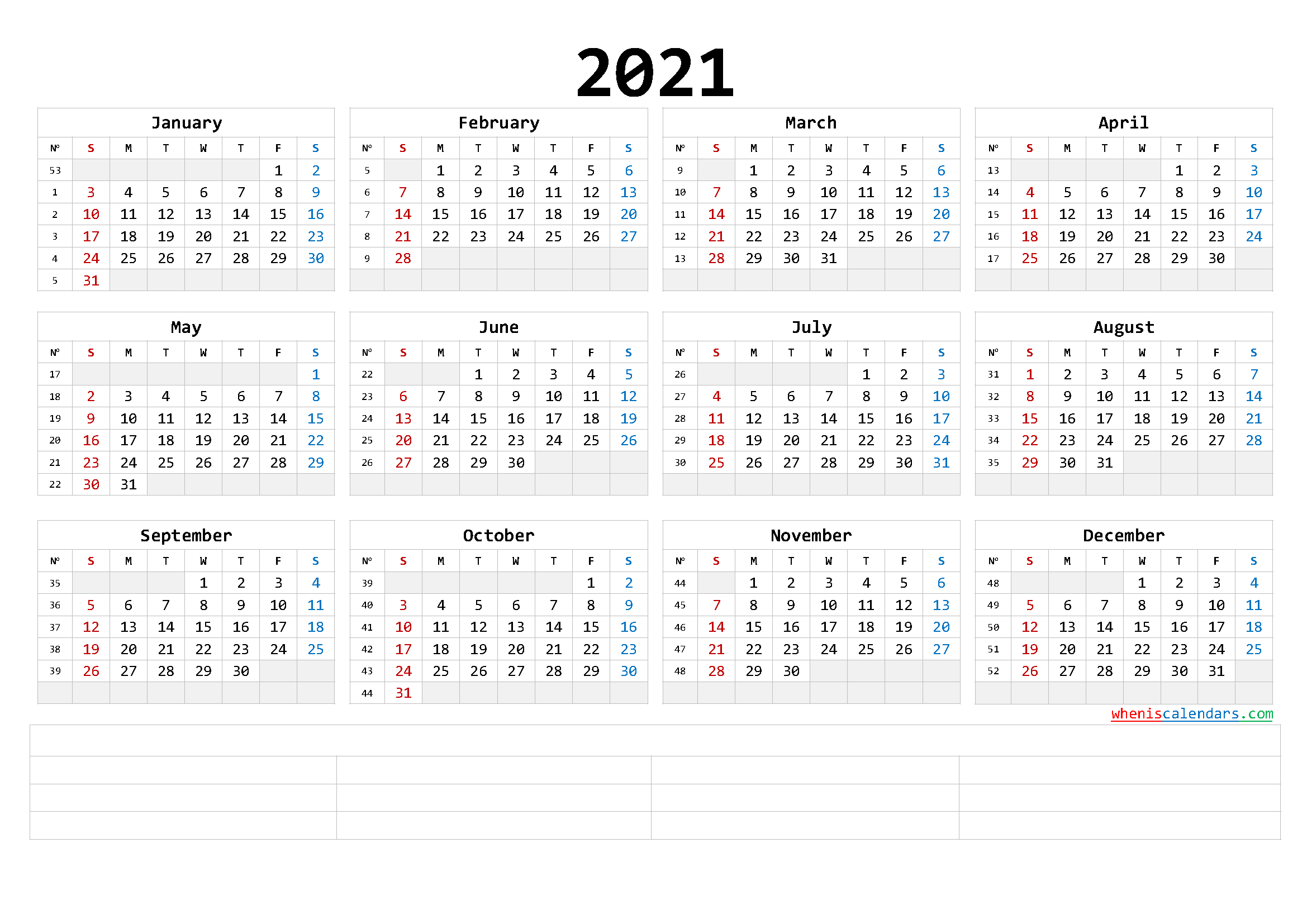 Template Excel 2021 Calendar With Week Numbers Printable