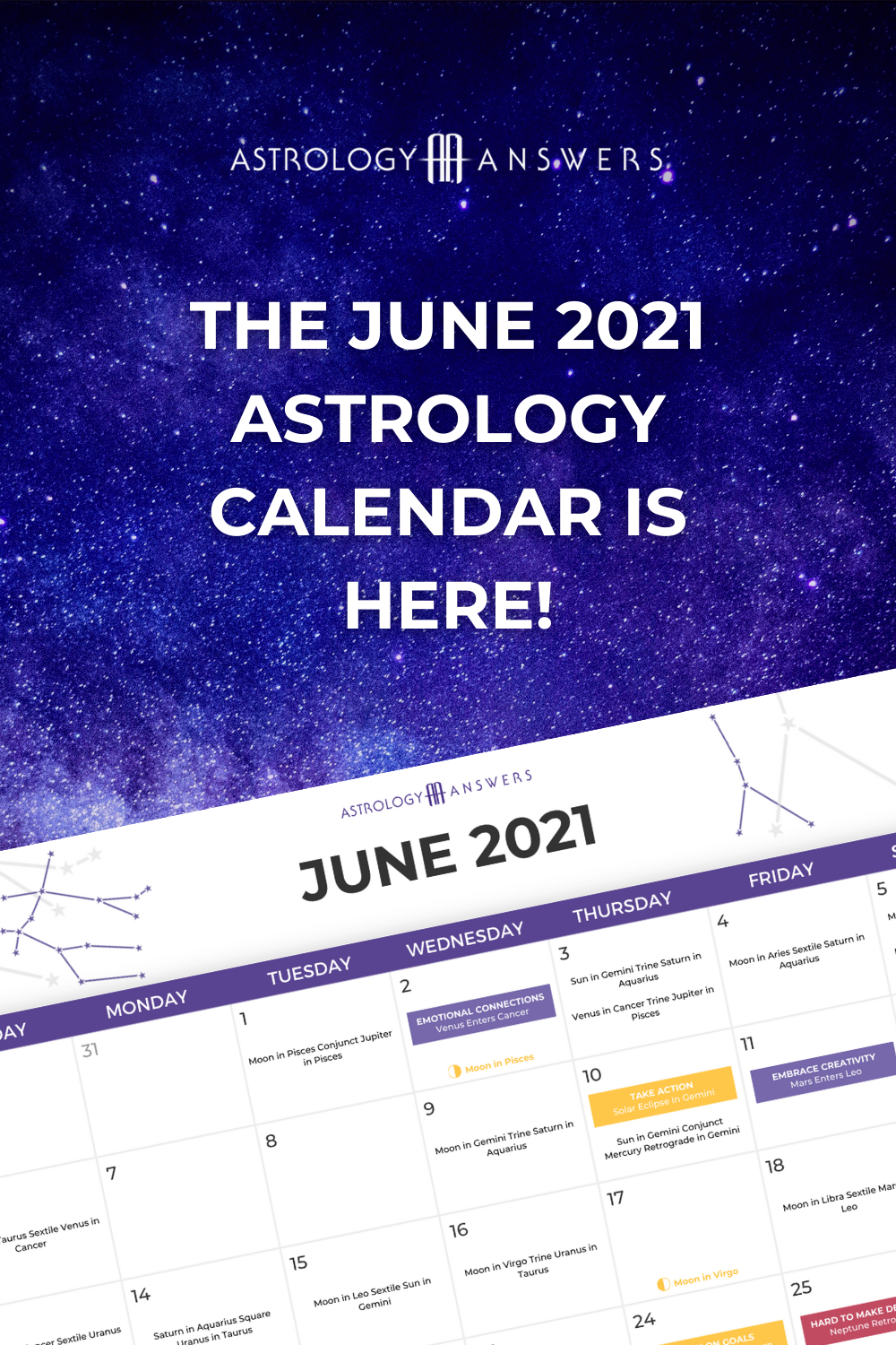 The June 2021 Astrology Calendar In 2021 | Astrology