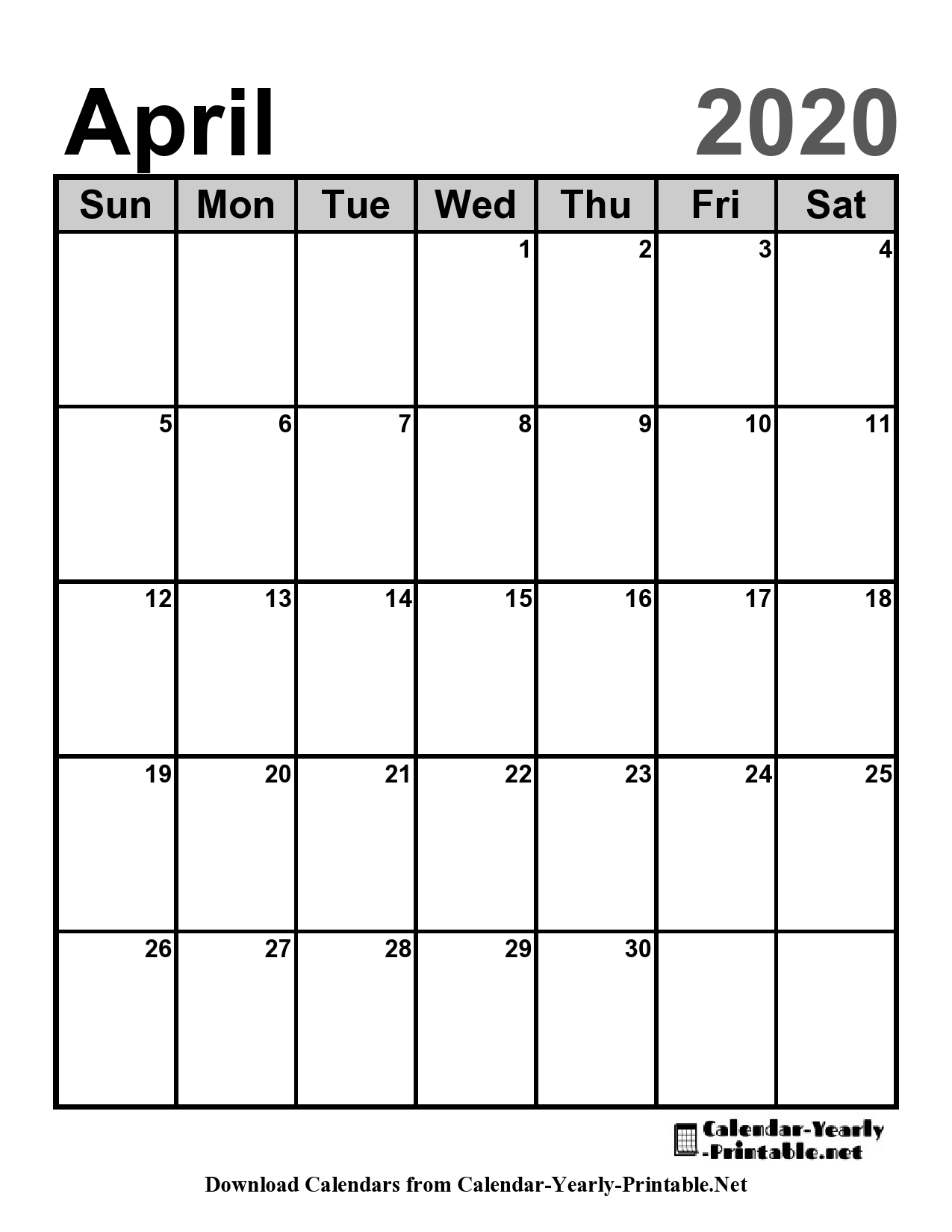 The Most Complete Free Printable April 2020 Calendar