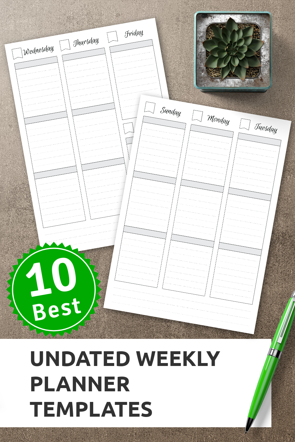 Undated Weekly Planner Templates | Undated Weekly Planner