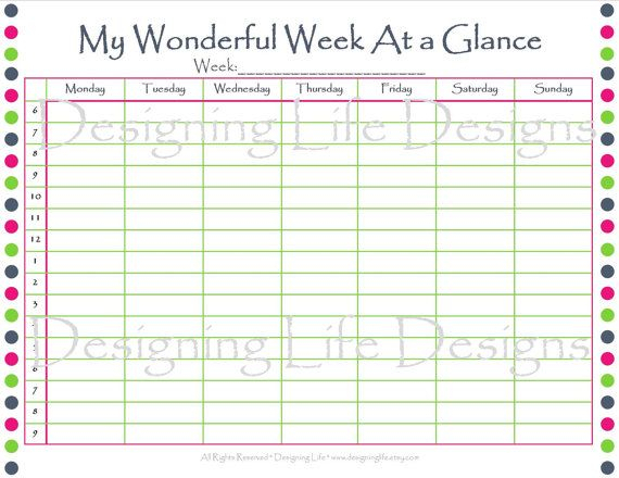 Week At A Glance Printable Sheet Pdf - Now Available In