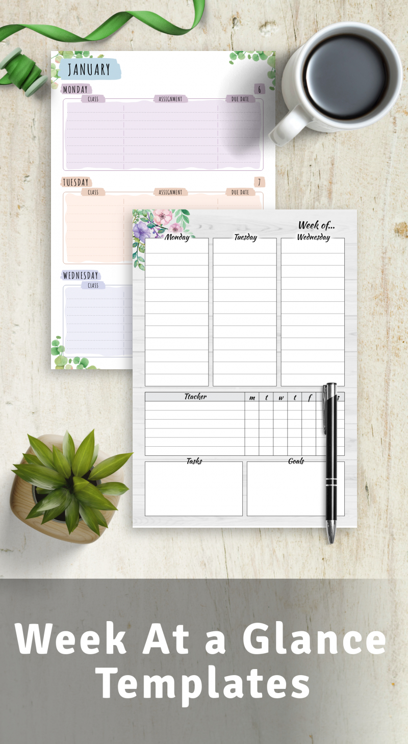 Week At A Glance Templates - Download Pdf