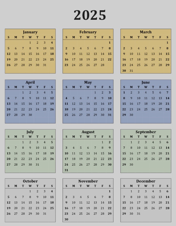 2025 Printable Calendar One Page Color Coded Calendar 2025 Printable Calendar One Page Color Coded Calendar
