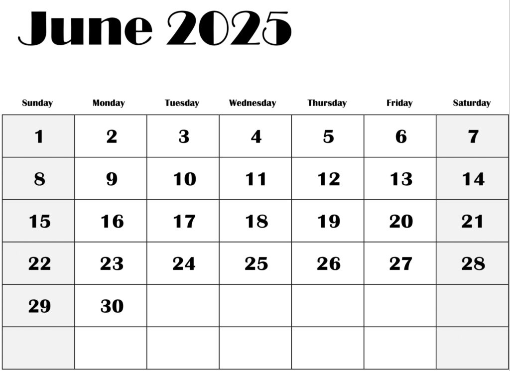2025 june calendar printable